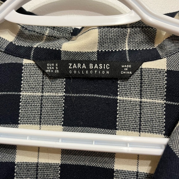 Zara Blue and white plaid bedazzled shirt, size small - Picture 2 of 2